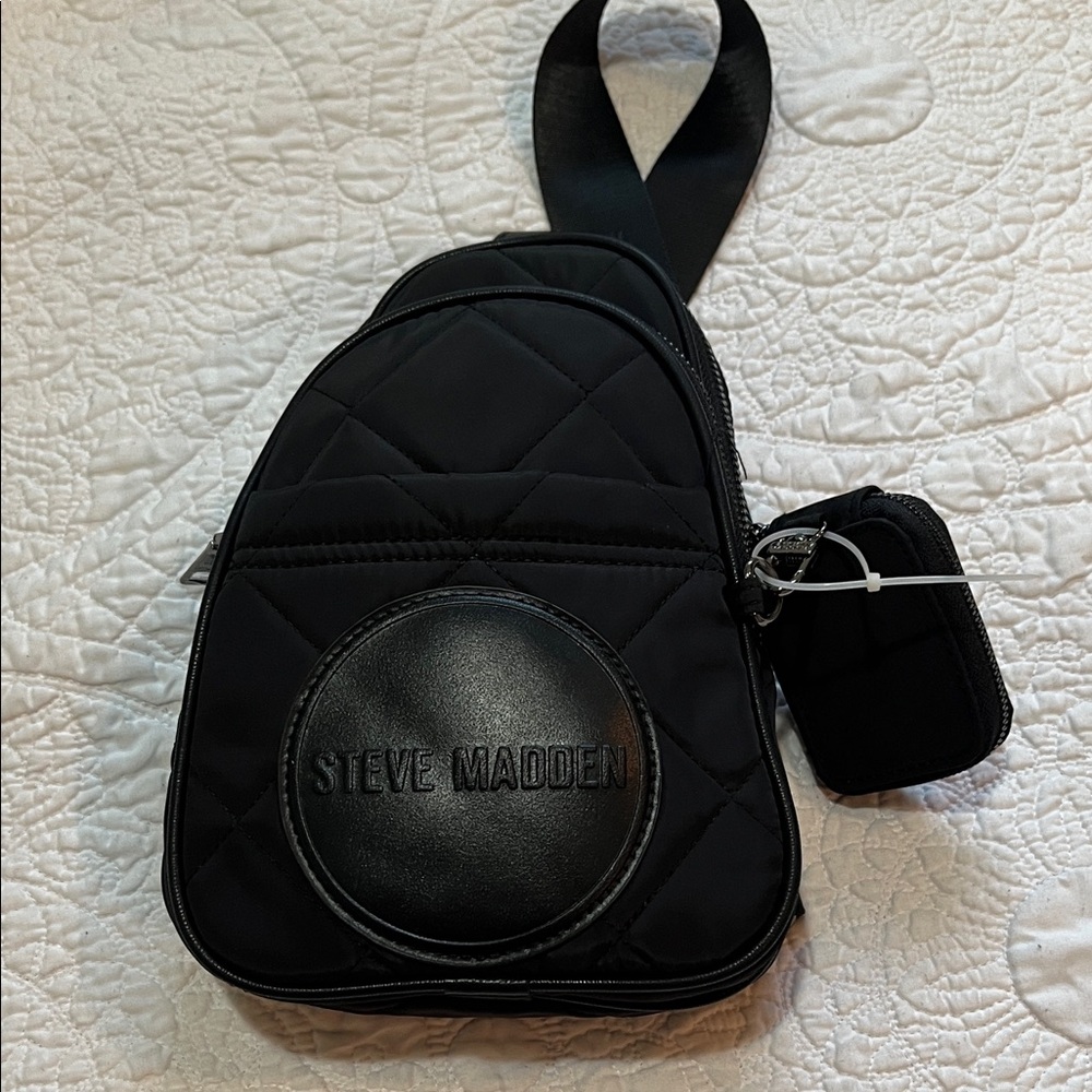 Steve Madden Black Quilted Sling Crossbody Bag